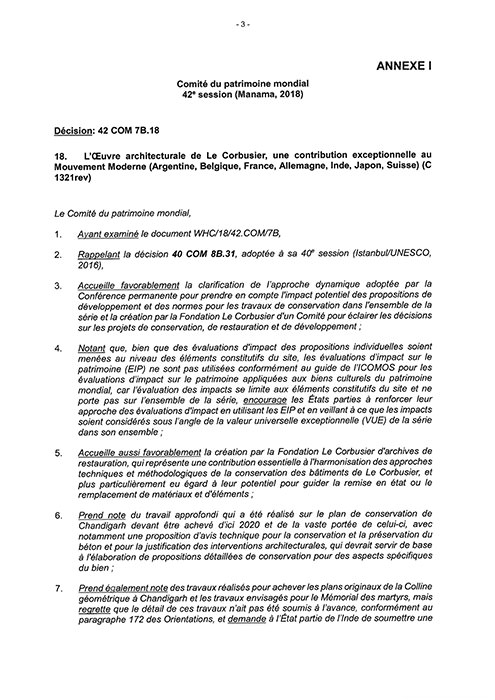 Entscheidung des Welterbekomitees 2018 (Décision: 42 COM 7B.18, französisch)